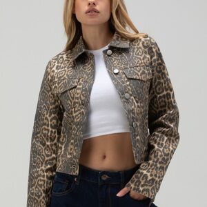 RSQ Denim Jacket leopard‎ trucker jacket medium cotton